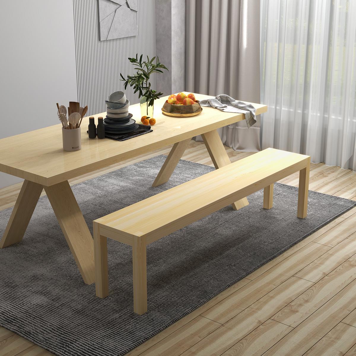 SITZBANK Natur 175 cm - Naturfarben, Holz (175/45/33cm) - HOMCOM