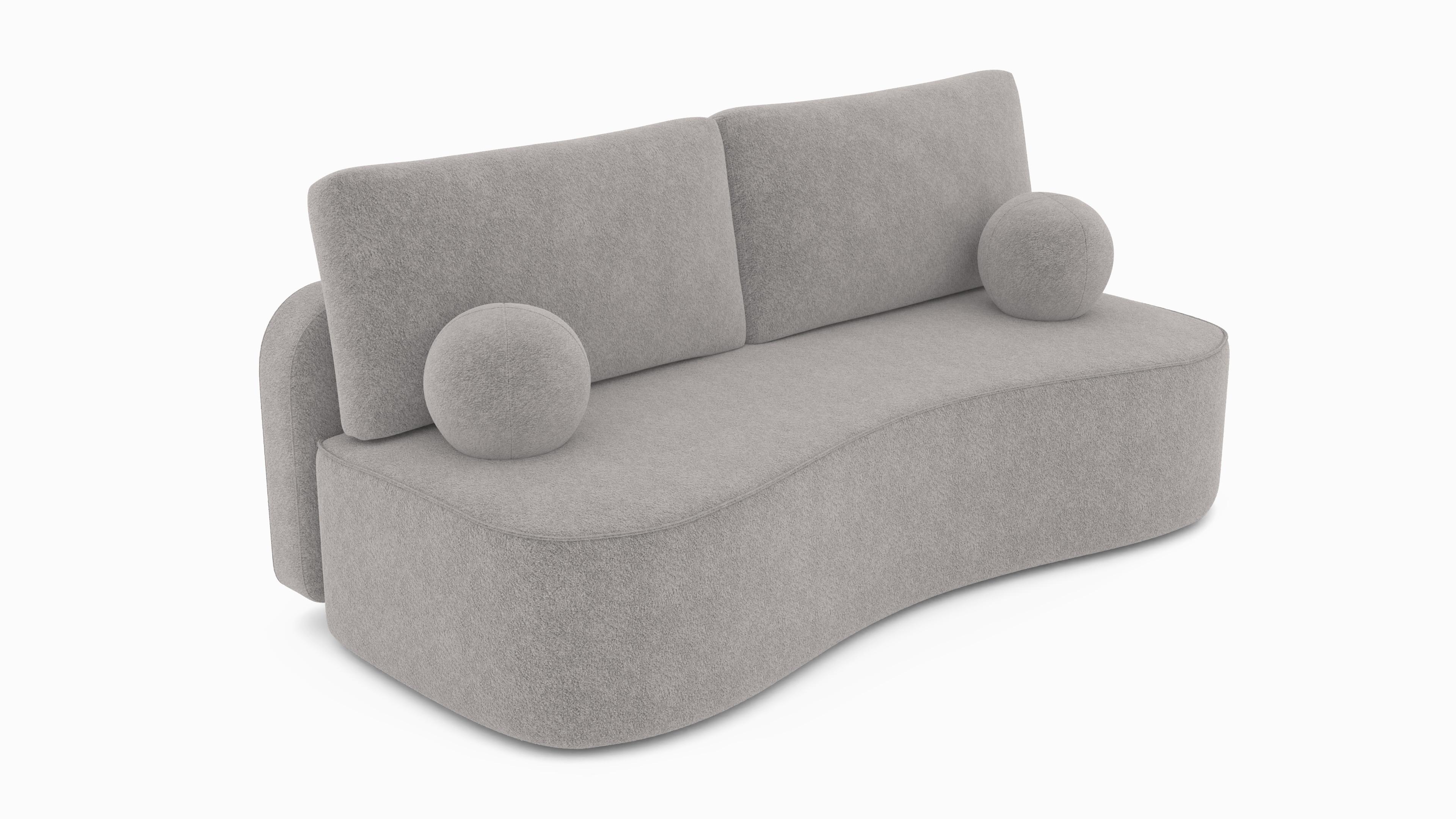BETTSOFA ROTONDO Grau Bucle-Stoff mit Schlaffunktion - Grau, Textil (101/93/207cm) - MASSENO