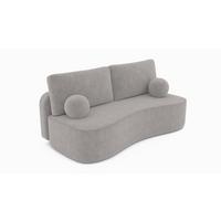 BETTSOFA ROTONDO Grau Bucle-Stoff mit Schlaffunktion - Grau, Textil (101/93/207cm) - MASSENO