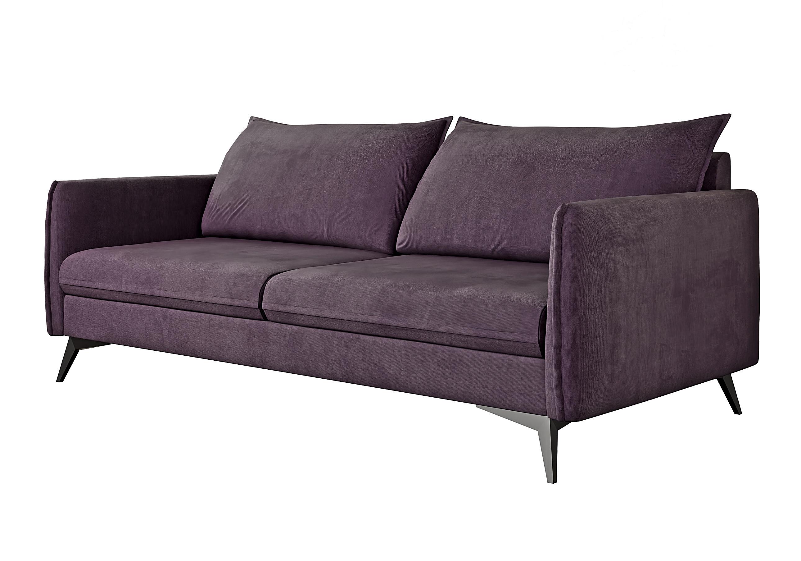 3-SITZER-SOFA Pulse Lila Luxusmicrofaser - Lila/Schwarz, Holz/Textil (199/86/91cm) - S-Style Möbel