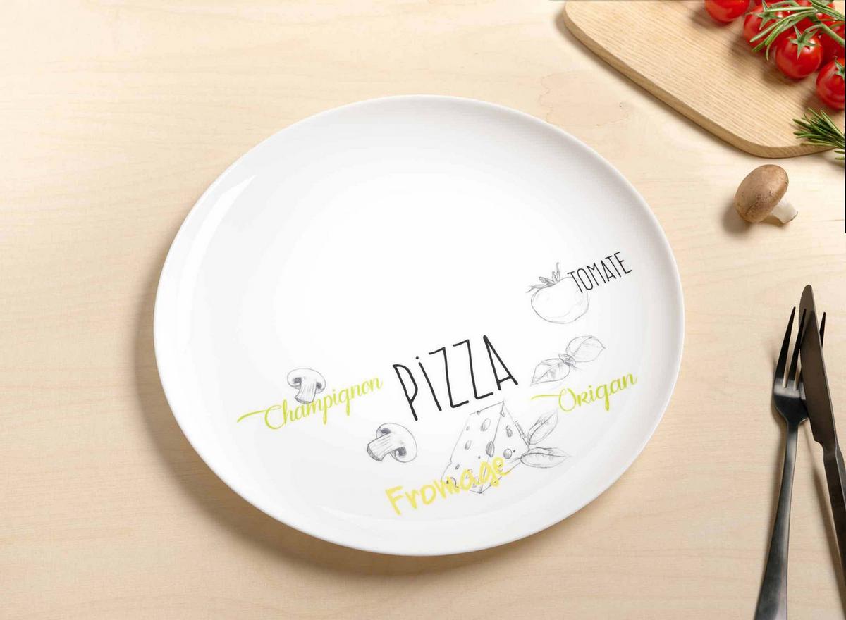 PIZZATELLER Alberto weiß-bunt ø 32 cm 6er Set - Multicolor/Weiß, Glas (32cm) - Ritzenhoff Breker