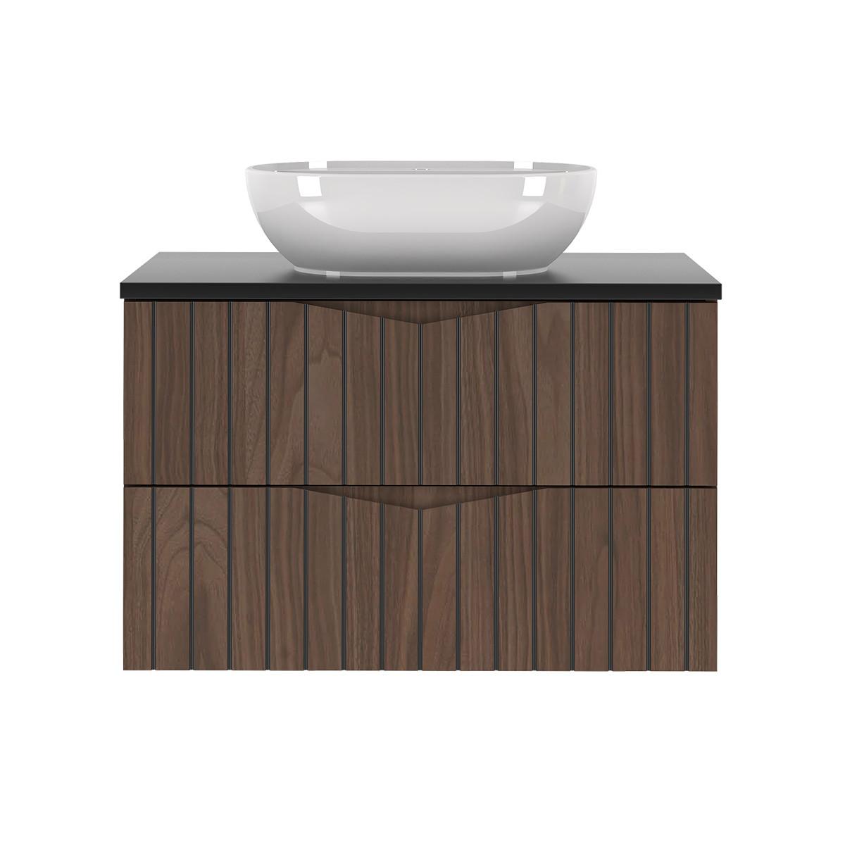 WASCHTISCH 80.6cm Siena Holz und Schwarz - Schwarz, Holzwerkstoff (80.6/52.2/46.5cm) - Petits-meubles