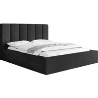 POLSTERBETT Amira mit Bettkasten, Schwarz Samt 120x200 cm - Schwarz Hochglanz/Birkefarben, Holzwerkstoff/Kunststoff (120/200cm) - WFL GROUP