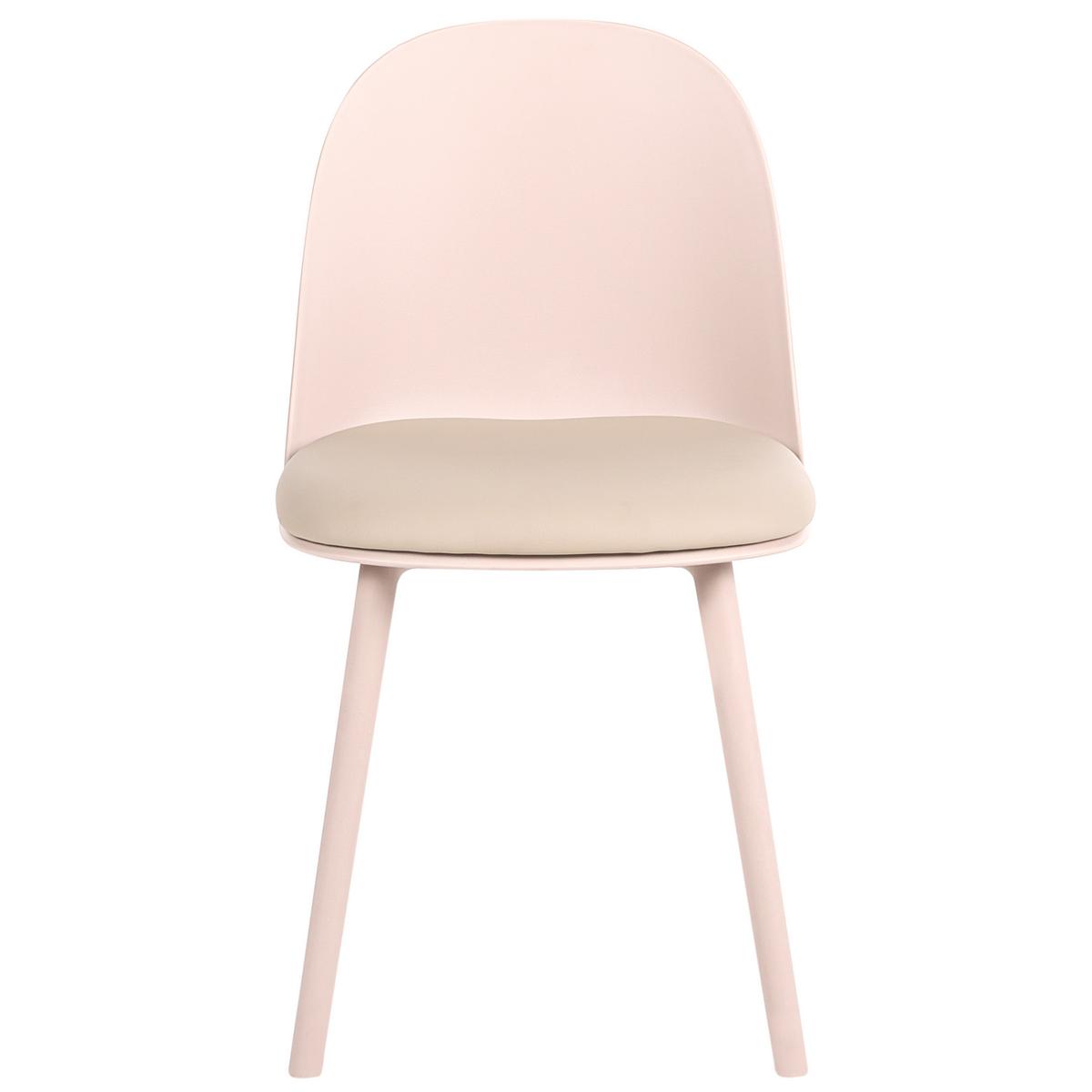 ESSZIMMERSTUHL 2er Set Kunstleder Beige Ankeny - Beige, Kunststoff (46/80/48cm) - Beliani