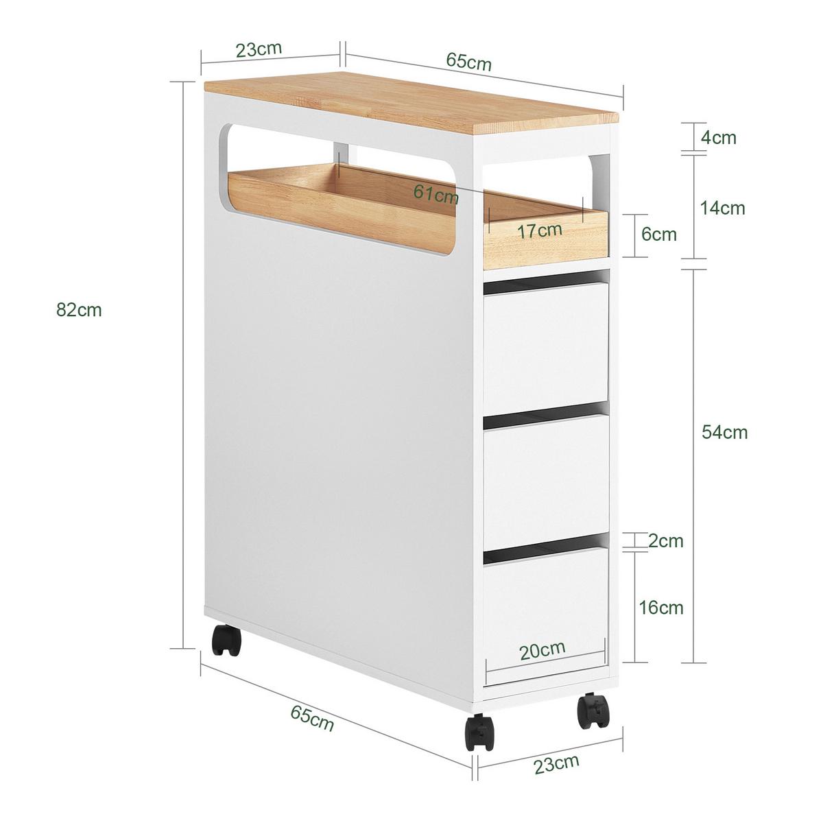 NISCHENREGAL mit Rollen, Weiß - Weiß, Holz/Holzwerkstoff (23/82/65cm) - SoBuy
