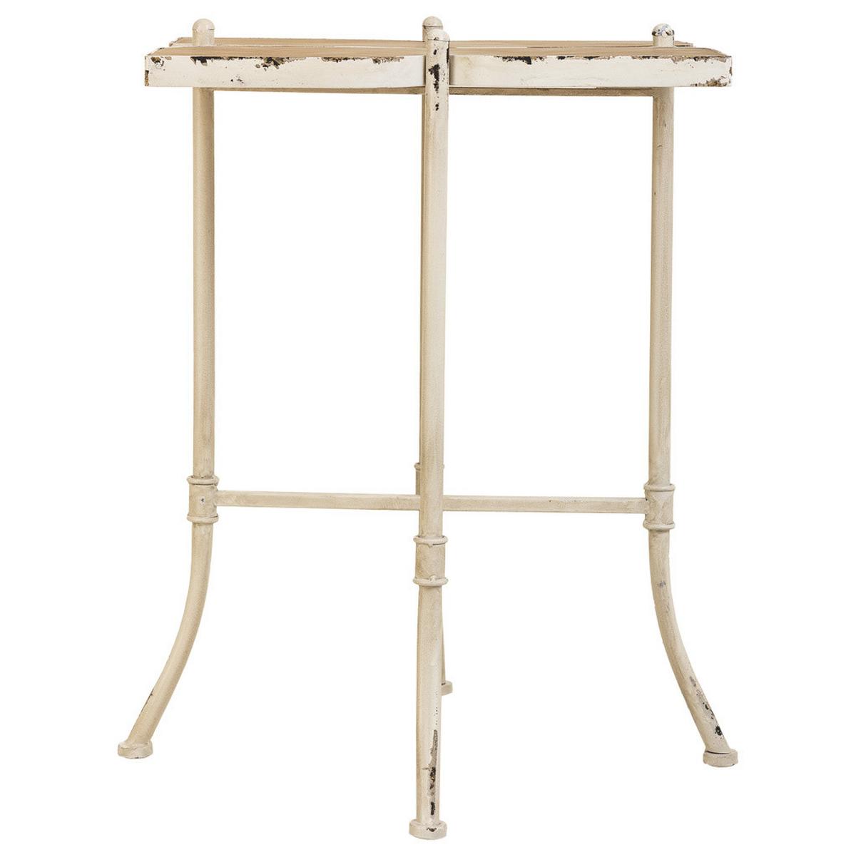 BEISTELLTISCH aus Metall und Holz, weiß, 48x67cm - Weiß, Holz (48/48/66.5cm) - Wanderlust
