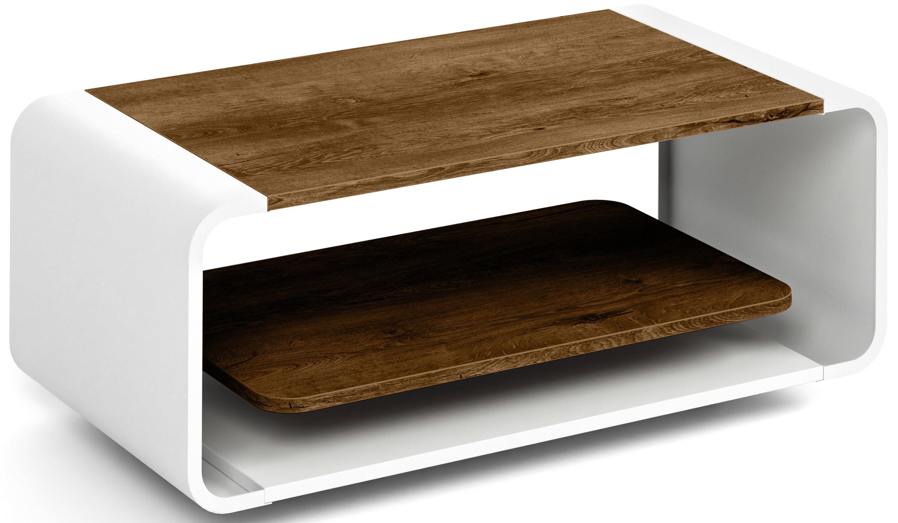 COUCHTISCH Sora in Lefkas Eiche mit abgerundetem weißem Metallgestell 100/50/41 cm - Alteiche/Schwarz, Holzwerkstoff (50/100/41cm) - WFL GROUP