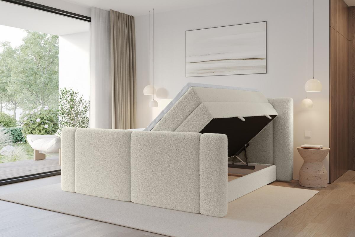 BOXSPRINGBETT mit Matratze H3/H4 - EVON KING Zanozek - 180x200 cm Beige - Kaschmir, Holzwerkstoff (180/200cm) - ALTDECOR