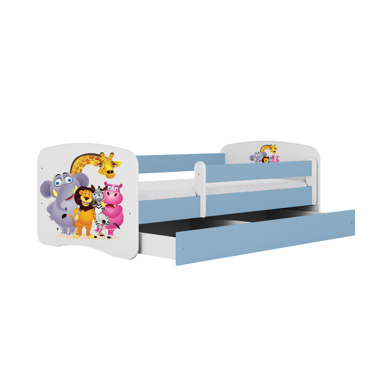 KINDERBETT ZOO mit Schublade und Matratze 160/80 - Blau, Holzwerkstoff (80/160cm) - RAUMHIRSCH FURNITURE
