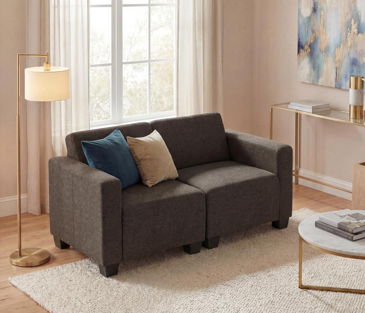 2-SITZER SOFA COUCH MODULAR Braun - Braun, Textil (136/76/72cm) - MCW