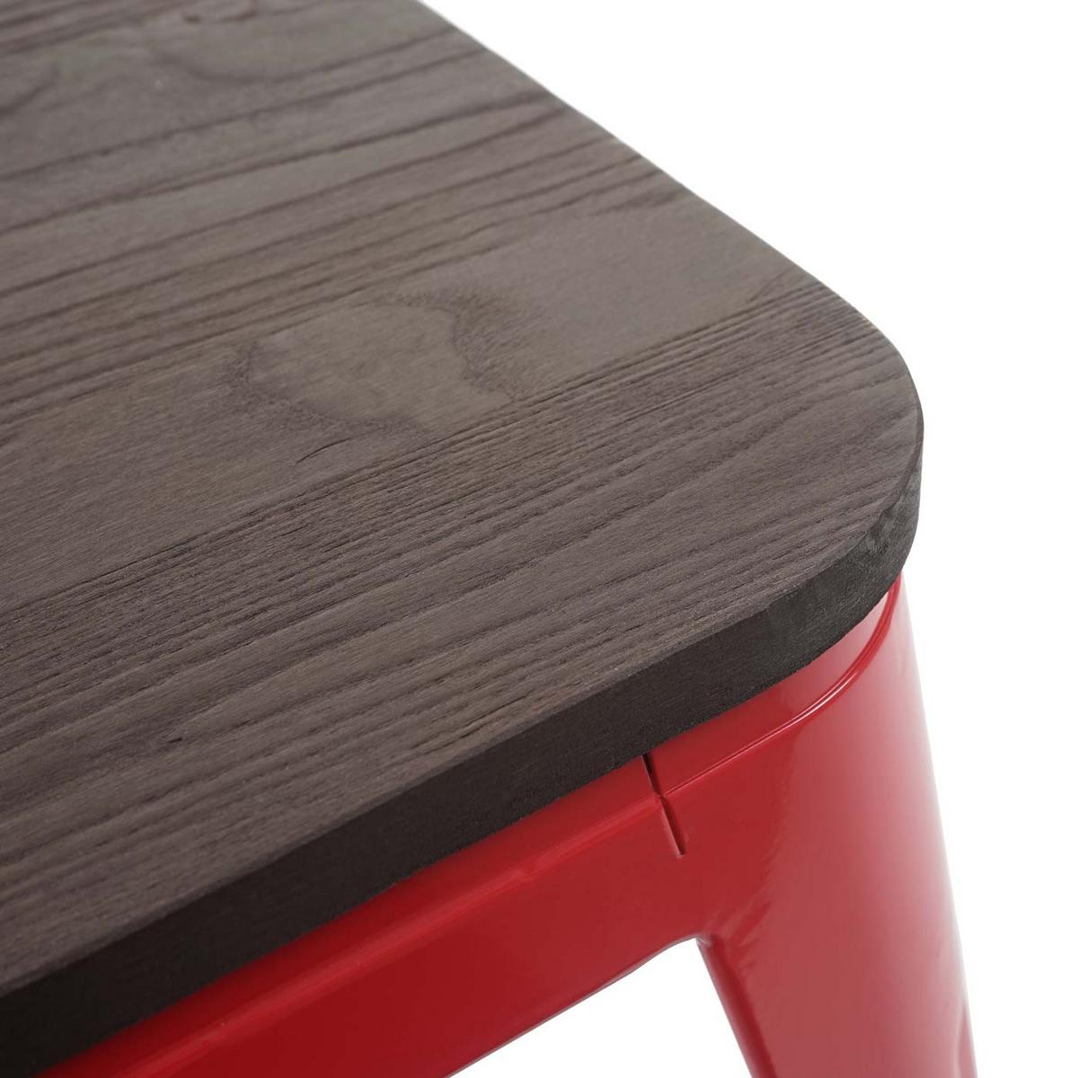 HOCKER HOLZ-SITZFLÄCHE Rot 4er-Set - Rot, Holz (39/45/39cm) - MCW