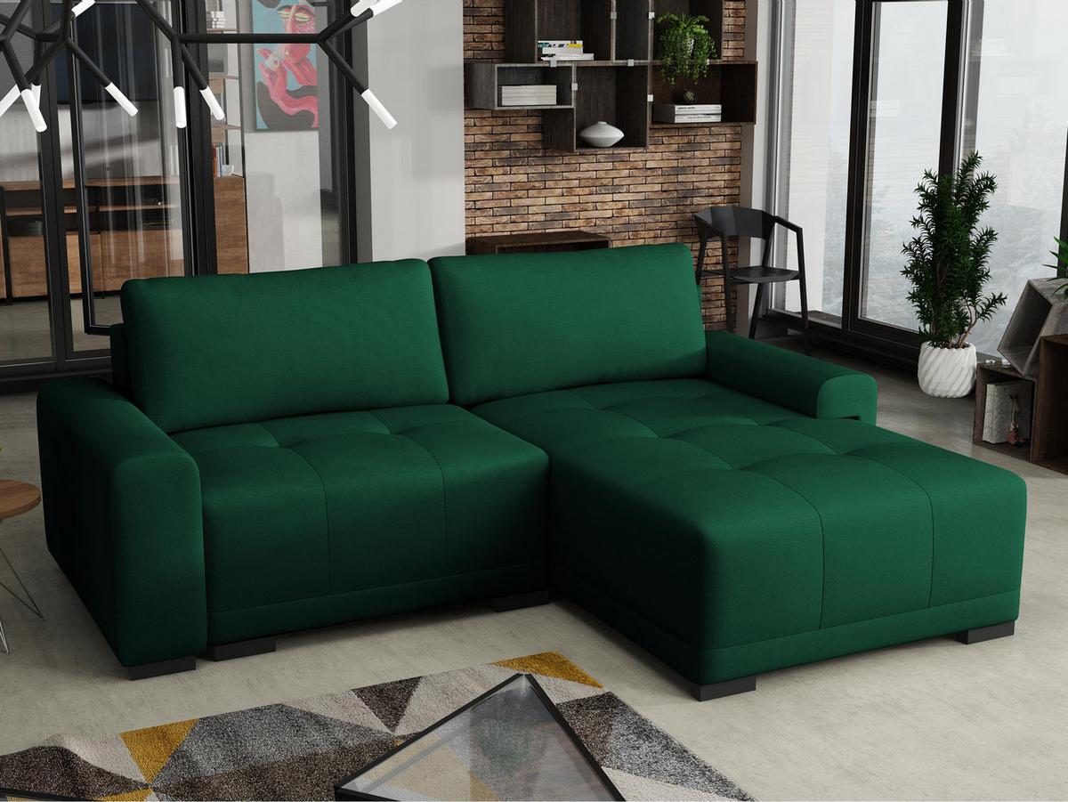 ECKSOFA Milton - Schwarz/Grün, Holz/Textil (237/180cm) - MIRJAN24