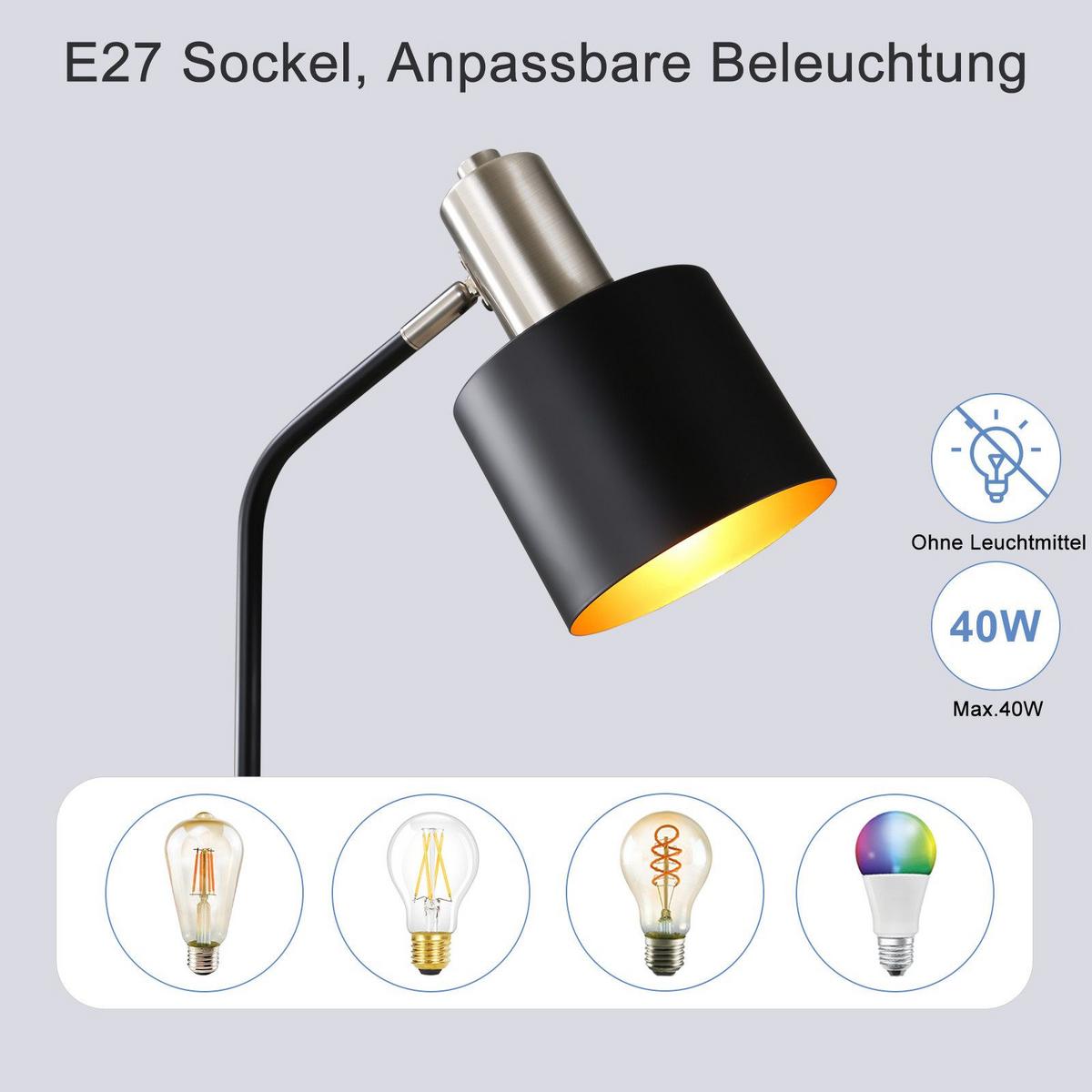 TISCHLEUCHTE Draethk 15.0/44.0/15.0 cm - Schwarz, Metall (15/15/44cm) - ZMH