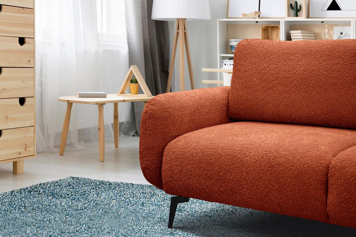 SOFA FEBE 3-Sitzer, dunkelorange - Dunkelorange/Schwarz, Holz/Textil (190/82/96cm) - Wozimo