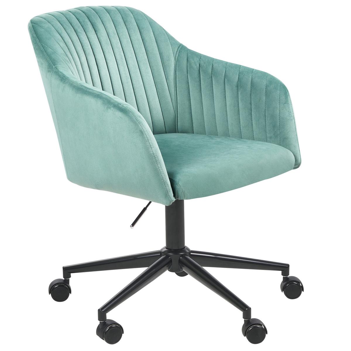 BÜRODREHSTUHL Grün Venice - Smaragdgrün/Schwarz, Kunststoff/Textil (46/79/64cm) - Beliani