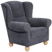 OHRENBACKENSESSEL Kasha Bezug Veloursstoff Buche natur / anthrazit - Anthrazit/Buchefarben, Kunststoff (93/103/87cm) - 58aufmkessel