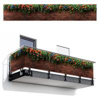BALKON-SICHTSCHUTZ Blumen - Wand - Grün - Orange Groß 500x90 cm - Rotbraun, Kunststoff (500/90cm) - MuchoWow