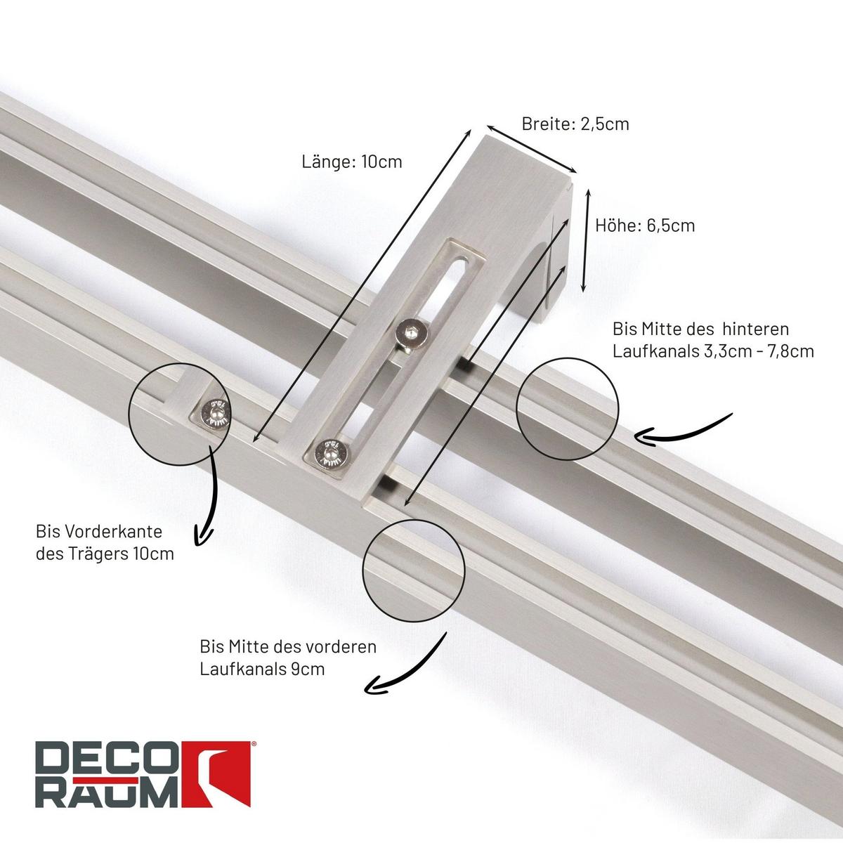 GARDINENSCHIENE 2-lauf Loft - Silberfarben, Metall (350cm) - Deco-Raum