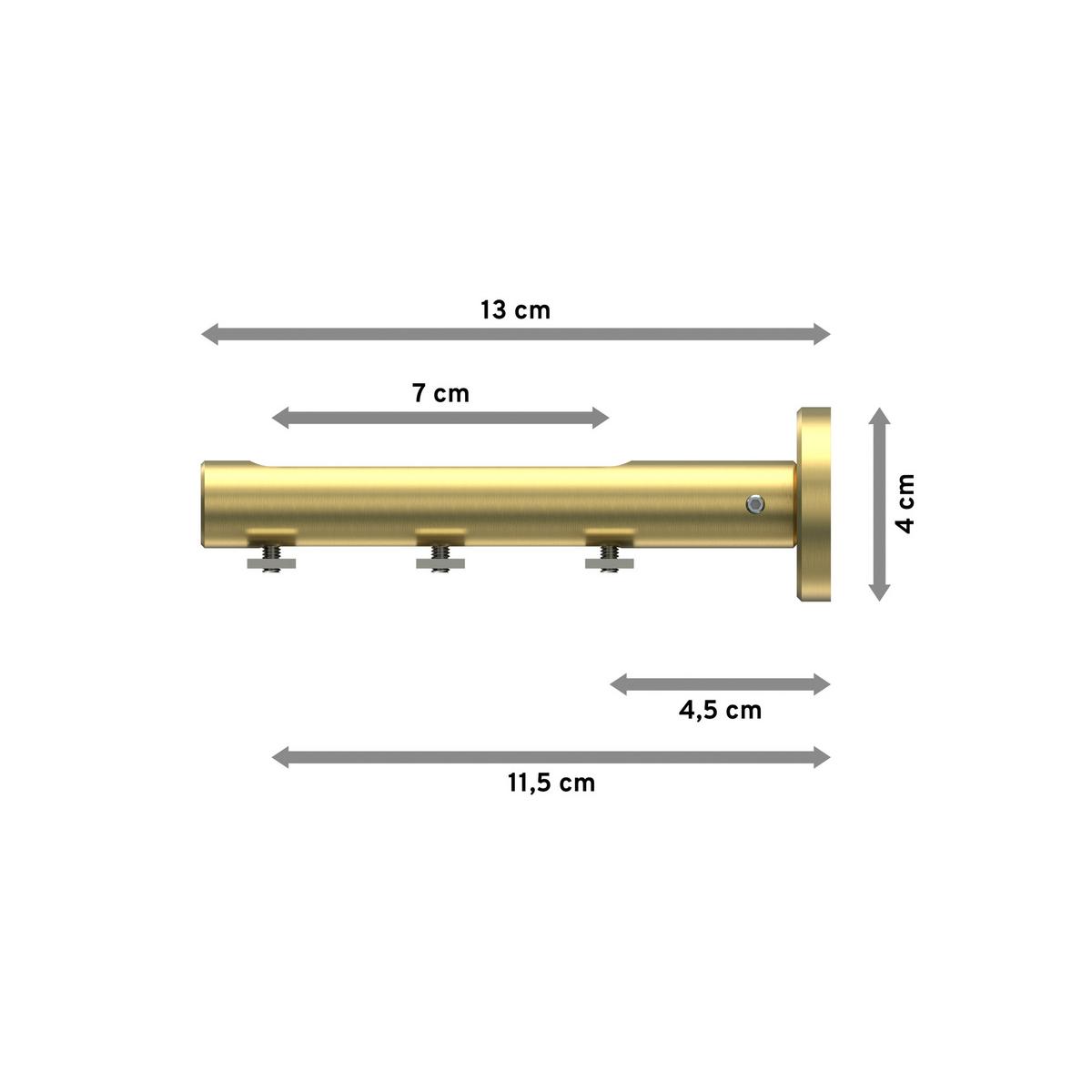 TRÄGER FÜR GARDINENSTANGEN INNENLAUF 20 mm Ø, Siteno Langloch 1 bis 3-läufig, Messing-Optik - Messingfarben, Metall (13/4/4cm) - INTERDECO