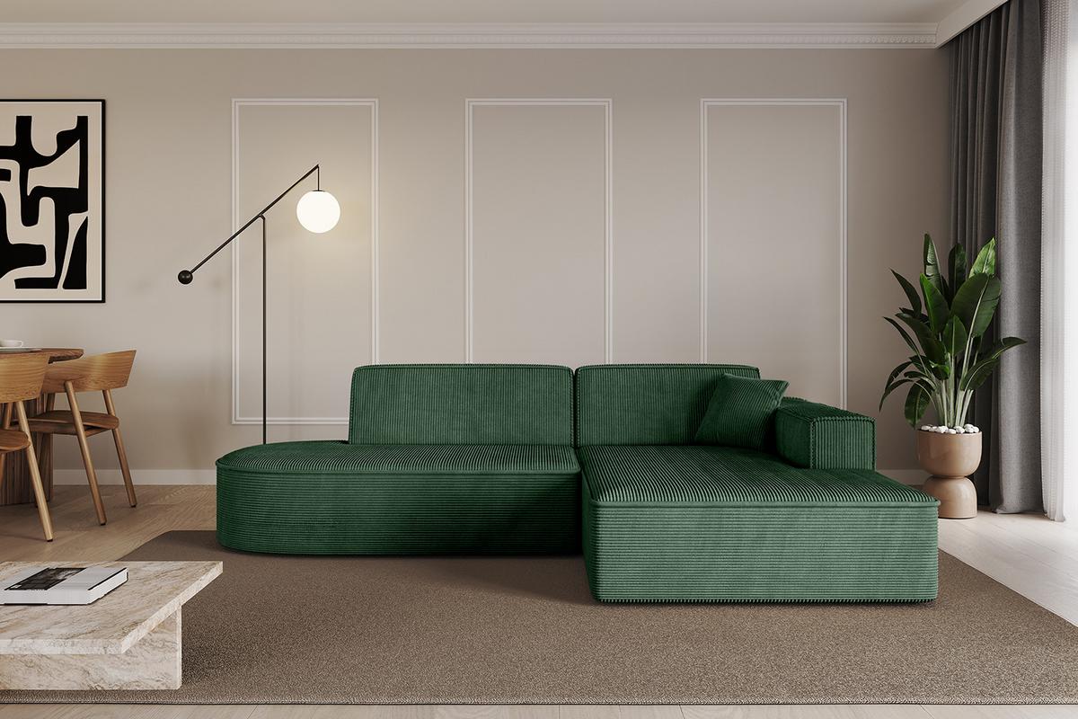 ECKSOFA Ottomane Rechts IREA-L1-v4 - 232x165x77 cm Grün - Currygelb, Holzwerkstoff/Textil (232/165cm) - ALTDECOR