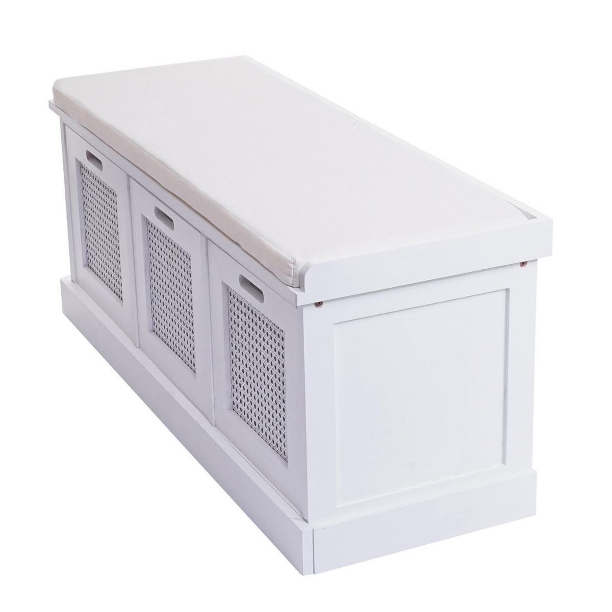 SITZBANK AUFBEWAHRUNGSBOXEN Cremeweiß - Creme/Weiß, Holz (110/47/40cm) - MCW