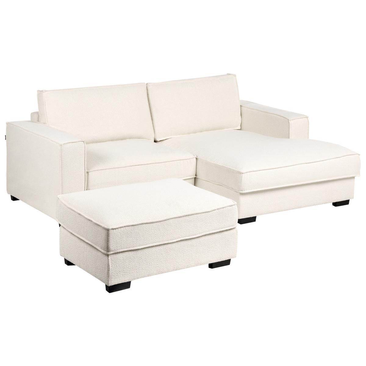 ECKSOFA Bouclé Hellbeige mit Ottomane linksseitig Kolding - Beige/Schwarz, Textil (228/152cm) - Beliani