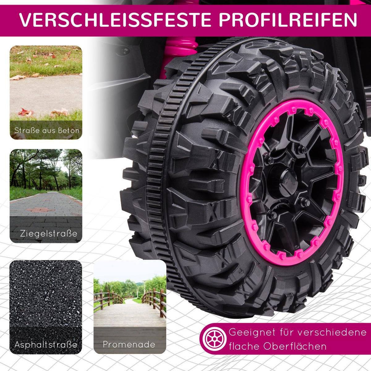 ELEKTRO-QUAD Kinderquad mit USB-Anschluss, Kindermotorrad - Rosa, Metall (83/53/55.5cm) - HOMCOM