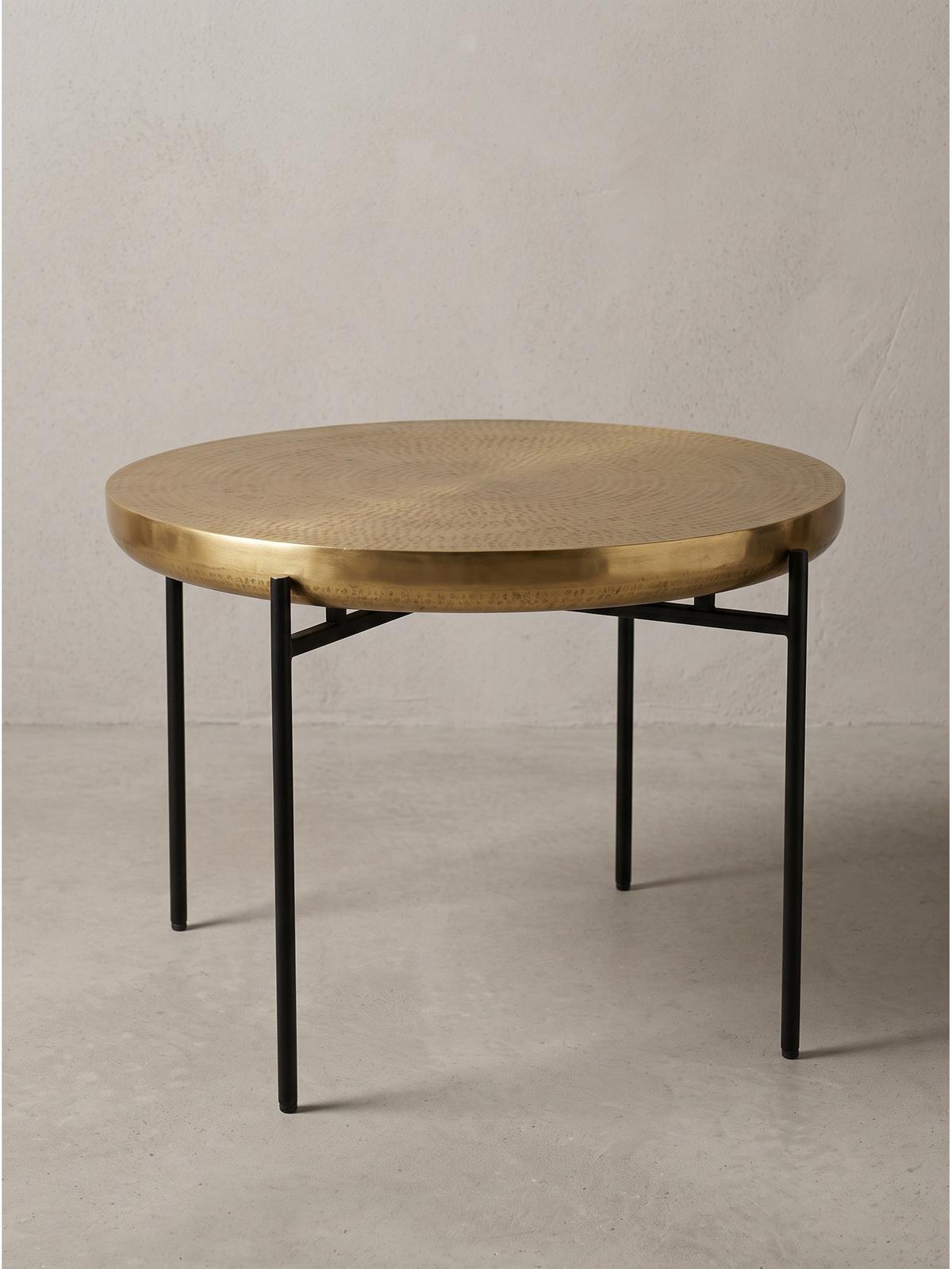 COUCHTISCH BERNALDA, Aluminium, Gold, Ø 63 x 41 cm - Goldfarben/Schwarz, Metall (63/63/41cm) - KADIMA DESIGN
