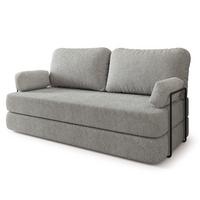 BETTSOFA NIKSI aus Schaumstoff Bucle-Stoff Hellgrau Schlaffunktion - Hellgrau, Textil (170/86/80cm) - MASSENO
