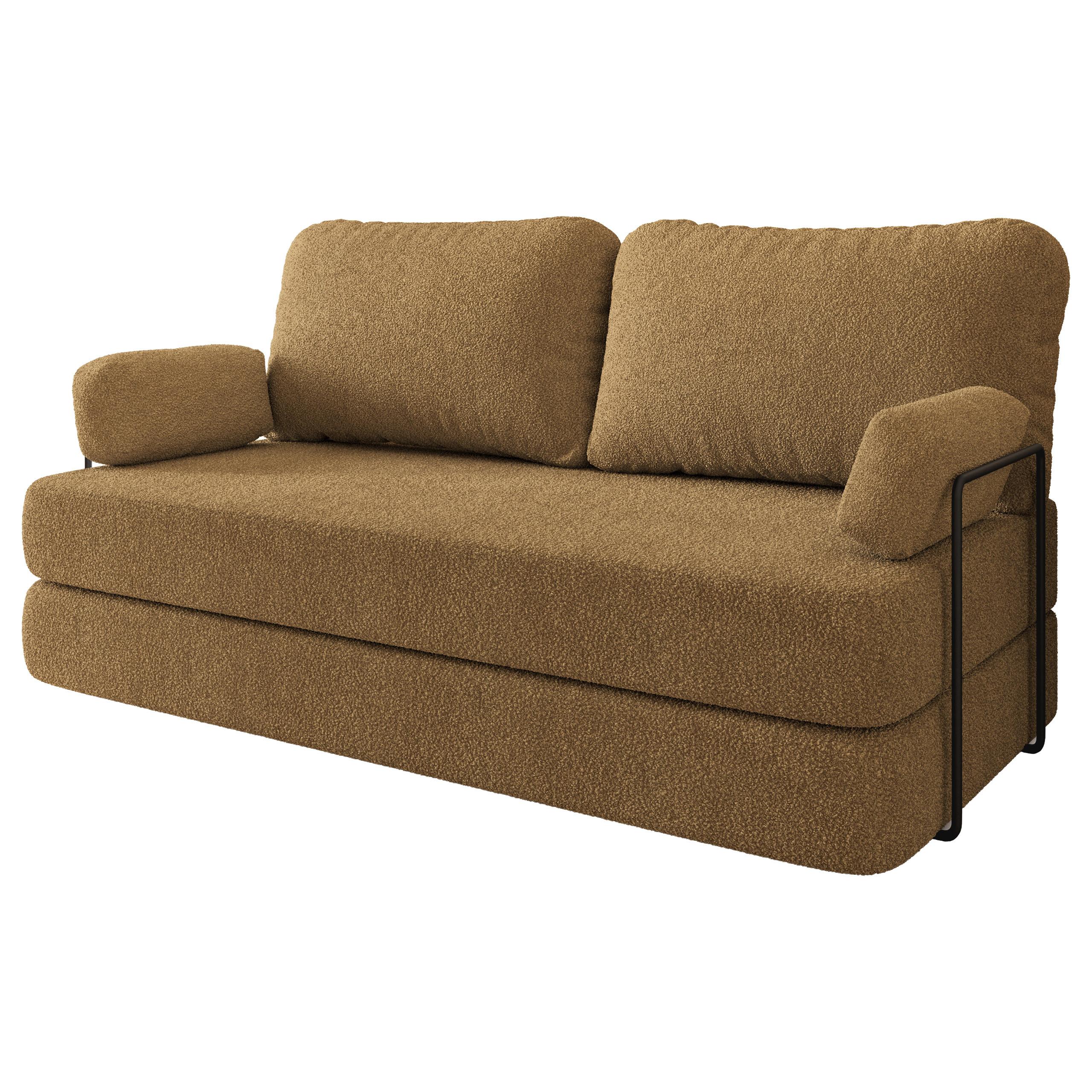 BETTSOFA NIKSI aus Schaumstoff Bucle-Stoff Orange Schlaffunktion - Gelb, Textil (170/86/80cm) - MASSENO