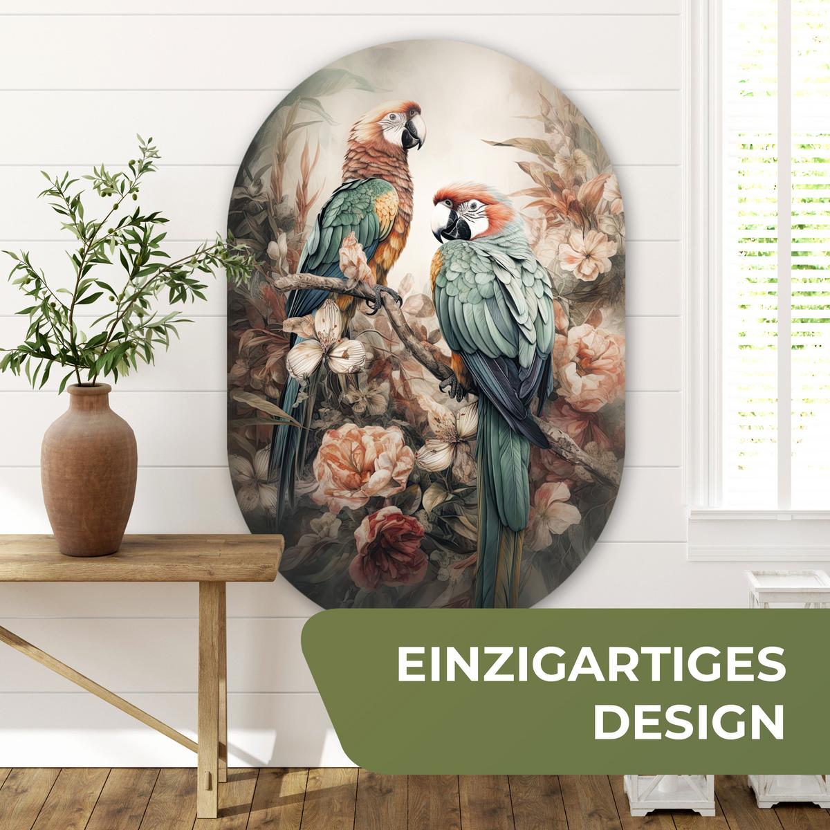 WANDBILD Papageien - Vögel - Natur - Blumen Deko Groß 80x120 cm - Baltimorefarben, Kunststoff (80/120cm) - MuchoWow