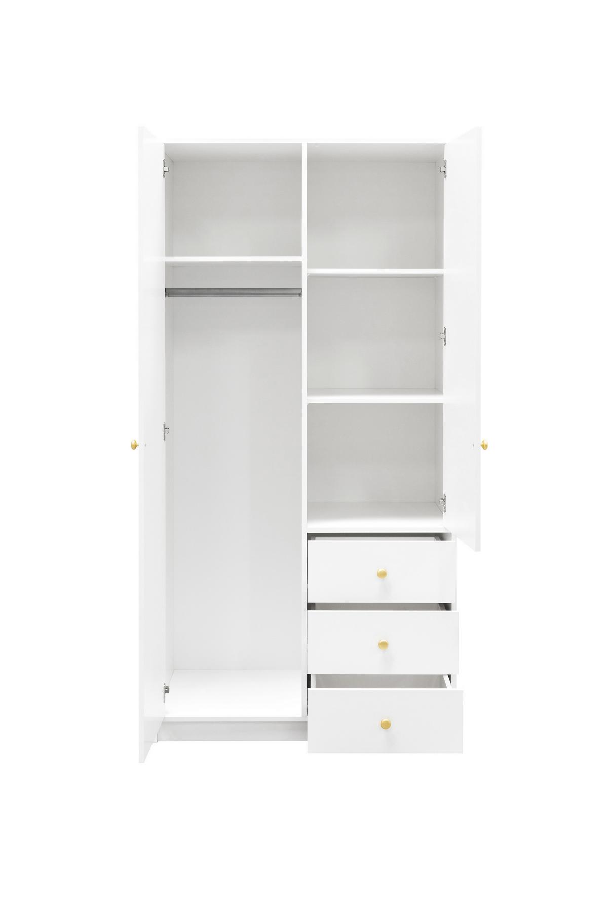 DREHTÜRENSCHRANK GALIO 100/200/57,5 cm 2-türig mit Spiegel Weiß - Weiß, Holzwerkstoff (100/200/57.5cm) - MASSENO