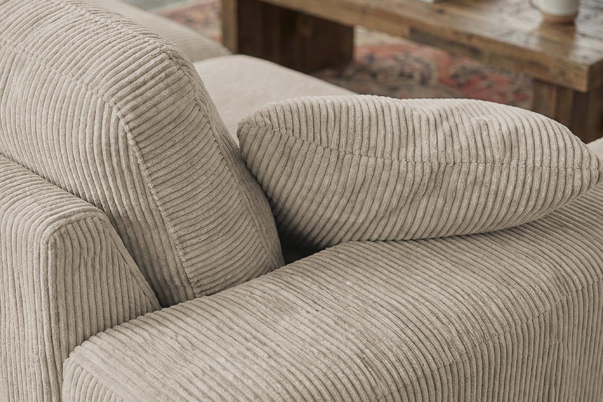 SOFA NETTA Cremeweiß Cord - Creme/Braun, Birkenholz/Textil (258/90/116cm) - KAWOLA