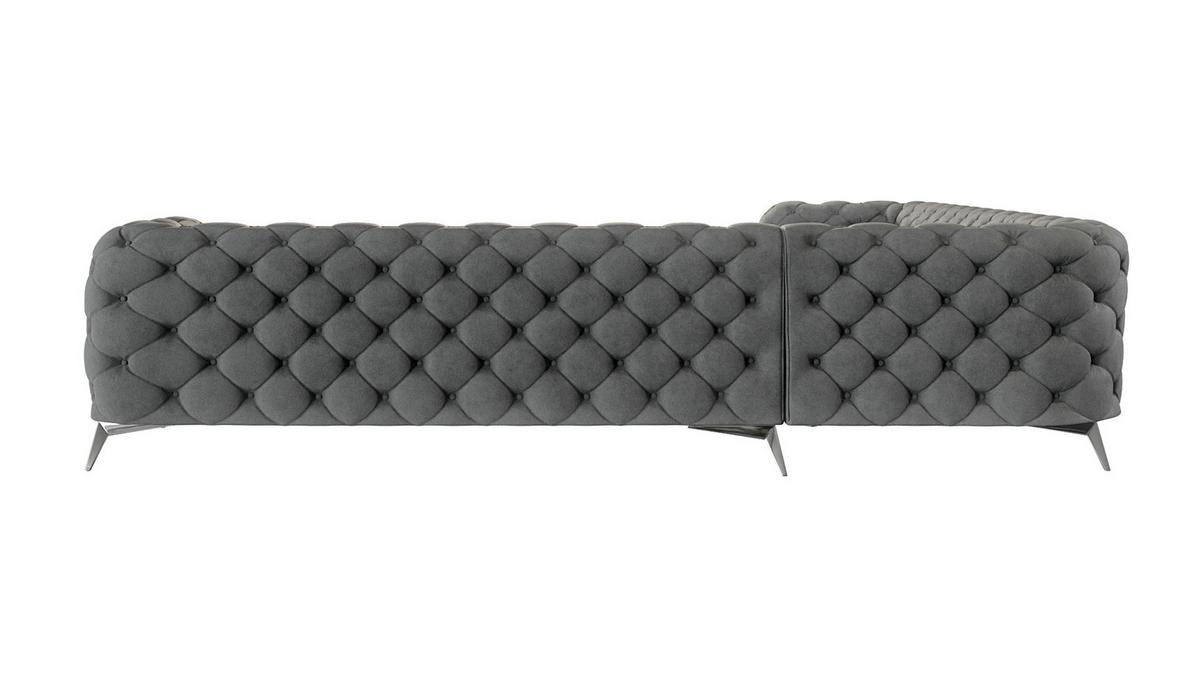 ECKSOFA Chesterfield Laura Grau Samt - Silberfarben/Grau, Holz/Textil (323/323cm) - S-Style Möbel