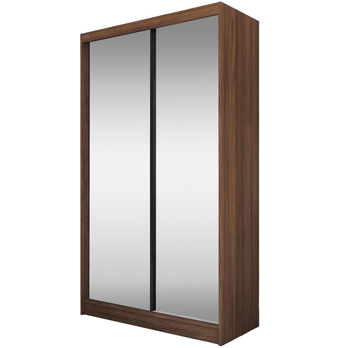 SCHWEBETÜRENSCHRANK Debra II mit Schubladen und Spiegel 120/216/61 Walnuss - Walnussfarben, Holzwerkstoff (120/216/61cm) - Beautysofa