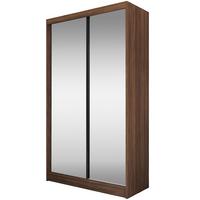 SCHWEBETÜRENSCHRANK Debra II mit Schubladen und Spiegel 120/216/61 Walnuss - Walnussfarben, Holzwerkstoff (120/216/61cm) - Beautysofa