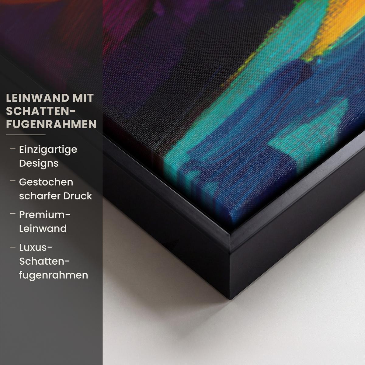 LEINWAND Bilder mit Rahmen - Baum - Kunst - Natur - Sonnenuntergang - 120x80 - Multicolor, Textil (120/80cm) - MuchoWow