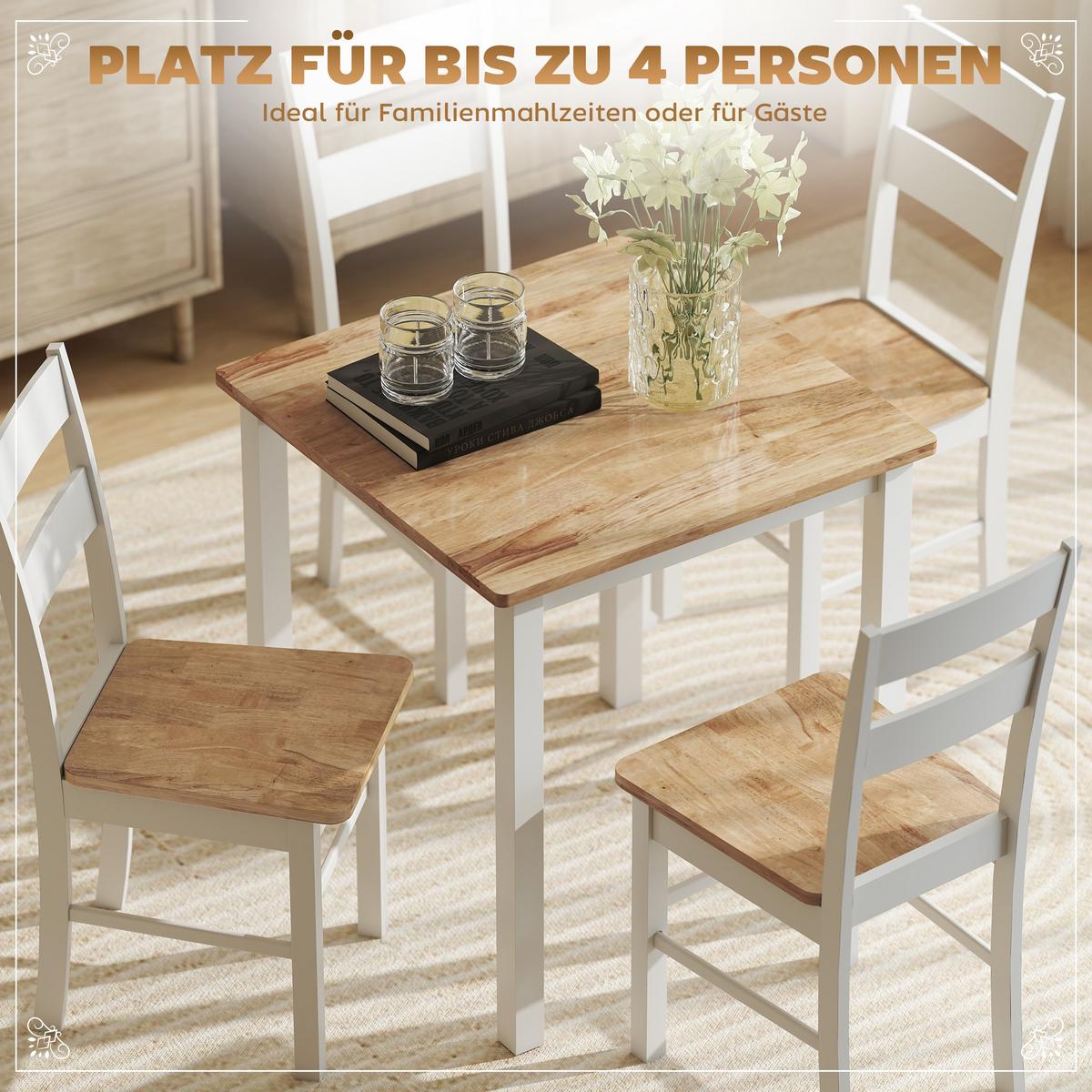 ESSTISCH 69 x 69 cm Küchentisch für 2-4 Personen Kleiner Esszimmertisch Eiche - Eichefarben/Weiß, Holz (69/69/75cm) - HOMCOM