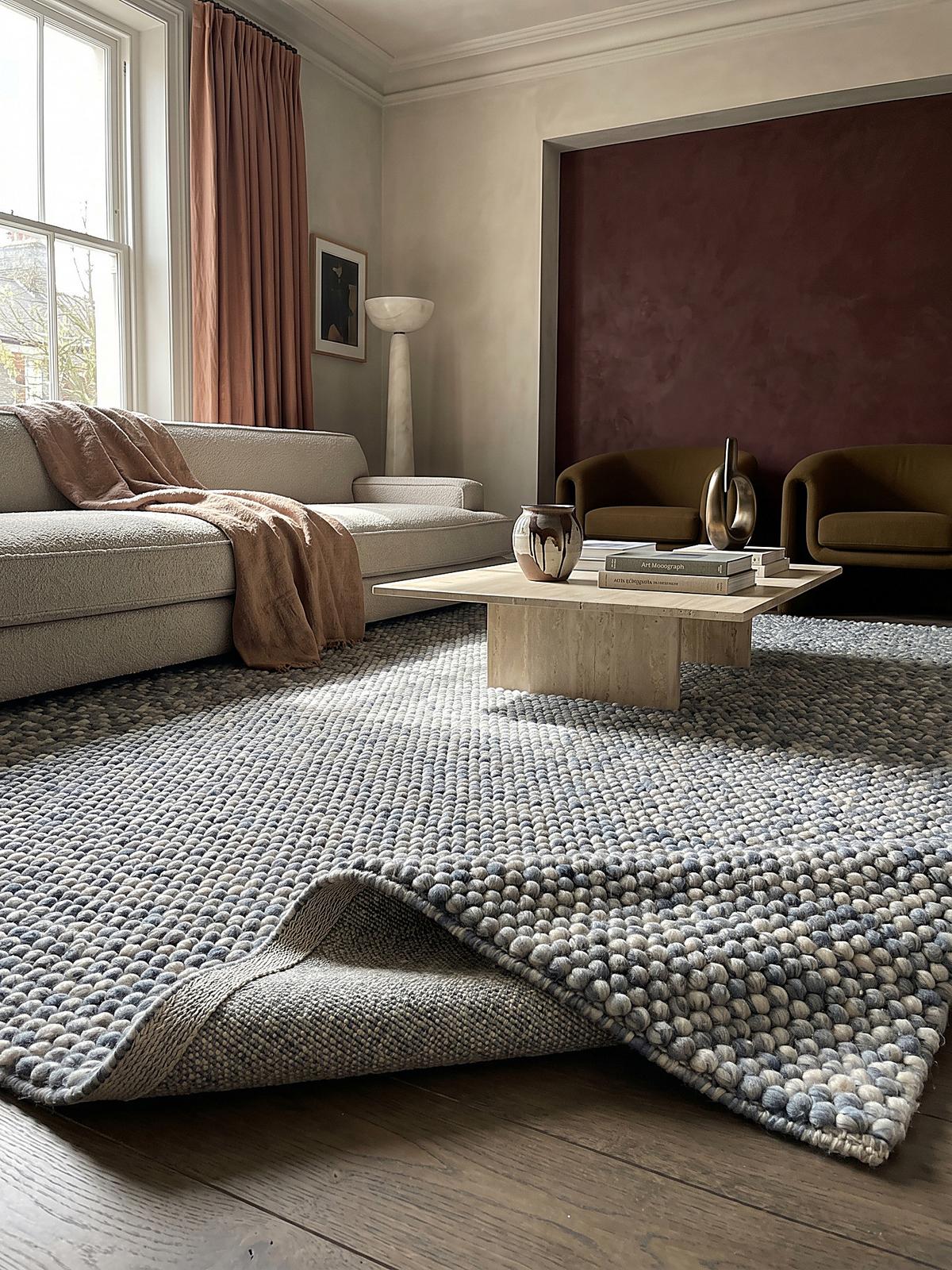 TEPPICH aus Wolle handgewebt MEDWAY in Blau, einfarbig, 80 x 150 cm - Blau, Textil (150/80cm) - KADIMA DESIGN