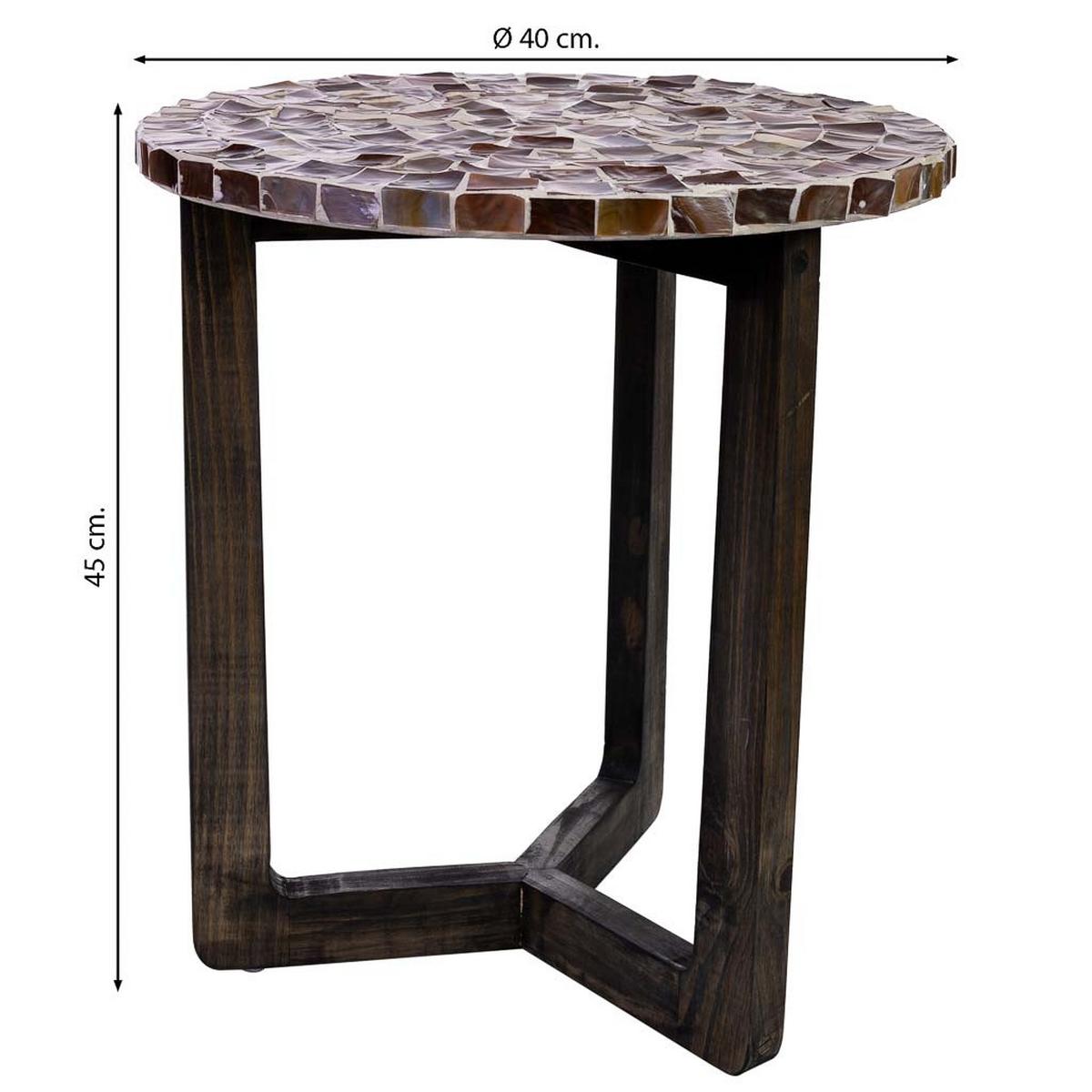 TISCH aus Holz und Capiz, braun, 40x45cm - Braun, Holz (40/40/45cm) - Wanderlust