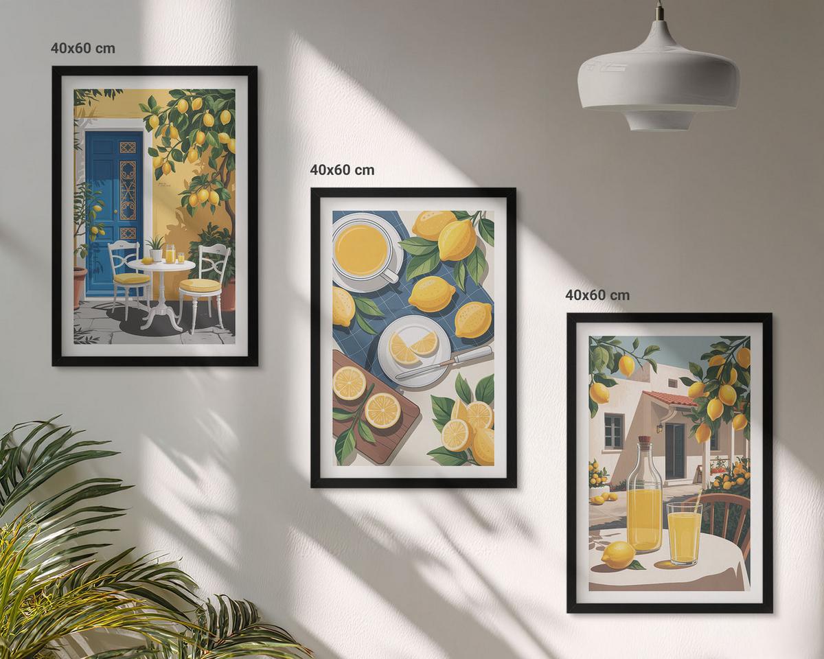 BILDER SET 3er Set - 40x60 cm Schwarzer Rahmen - Patio Sun Limonade - Schwarz, Kunststoff (40/60cm) - TULUP
