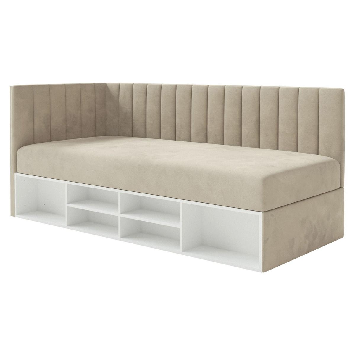 JUGENDBETT Ventrio Hellbeige Easy-Clean-Samtbezug 90x200 cm - Ecru, Holz/Textil (90/200cm) - Selsey
