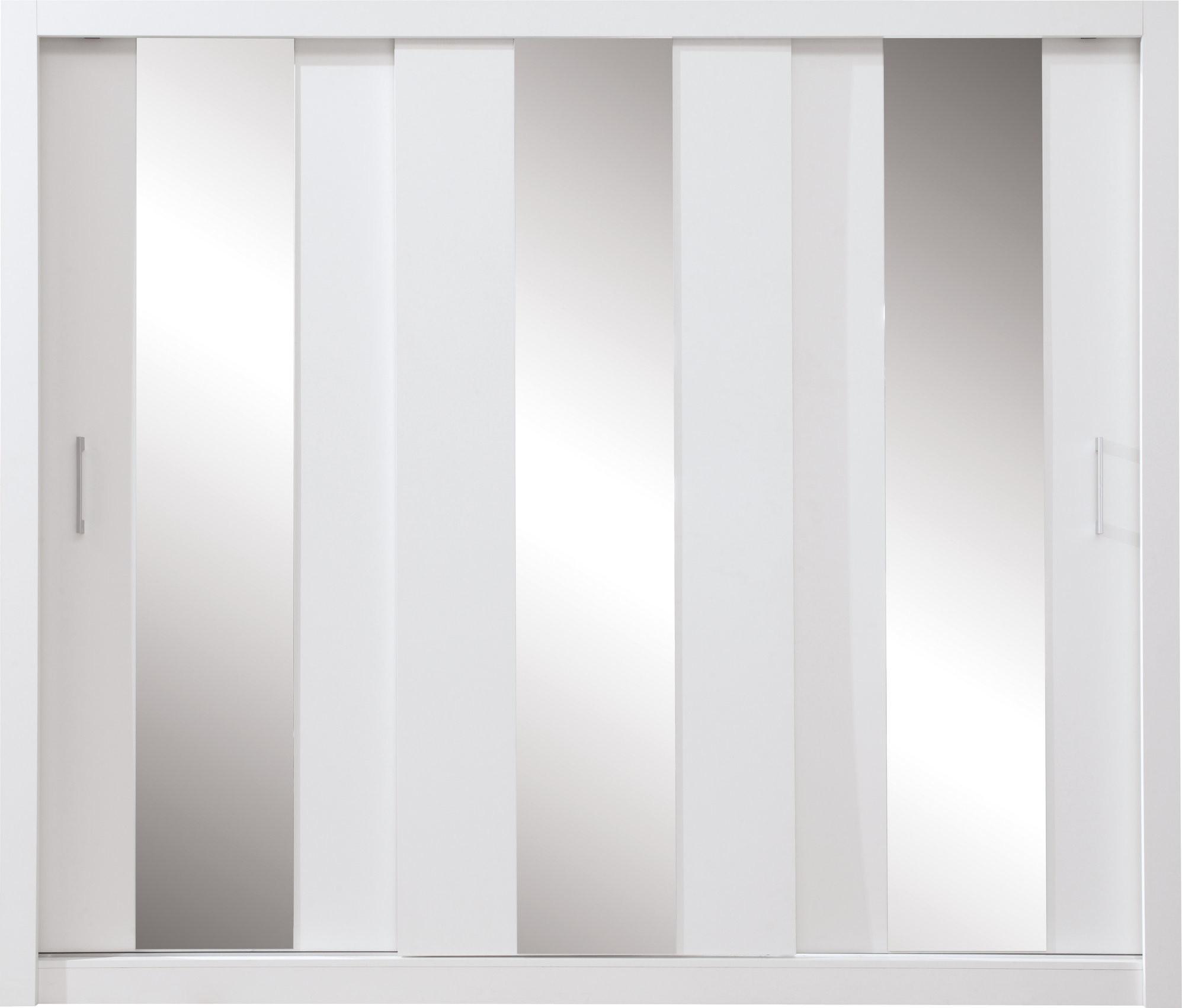 SCHWEBETÜRENSCHRANK MIRA 250/215/60cm 3-türig mit Spiegel Weiß - Weiß, Holzwerkstoff (250/215/60cm) - MASSENO
