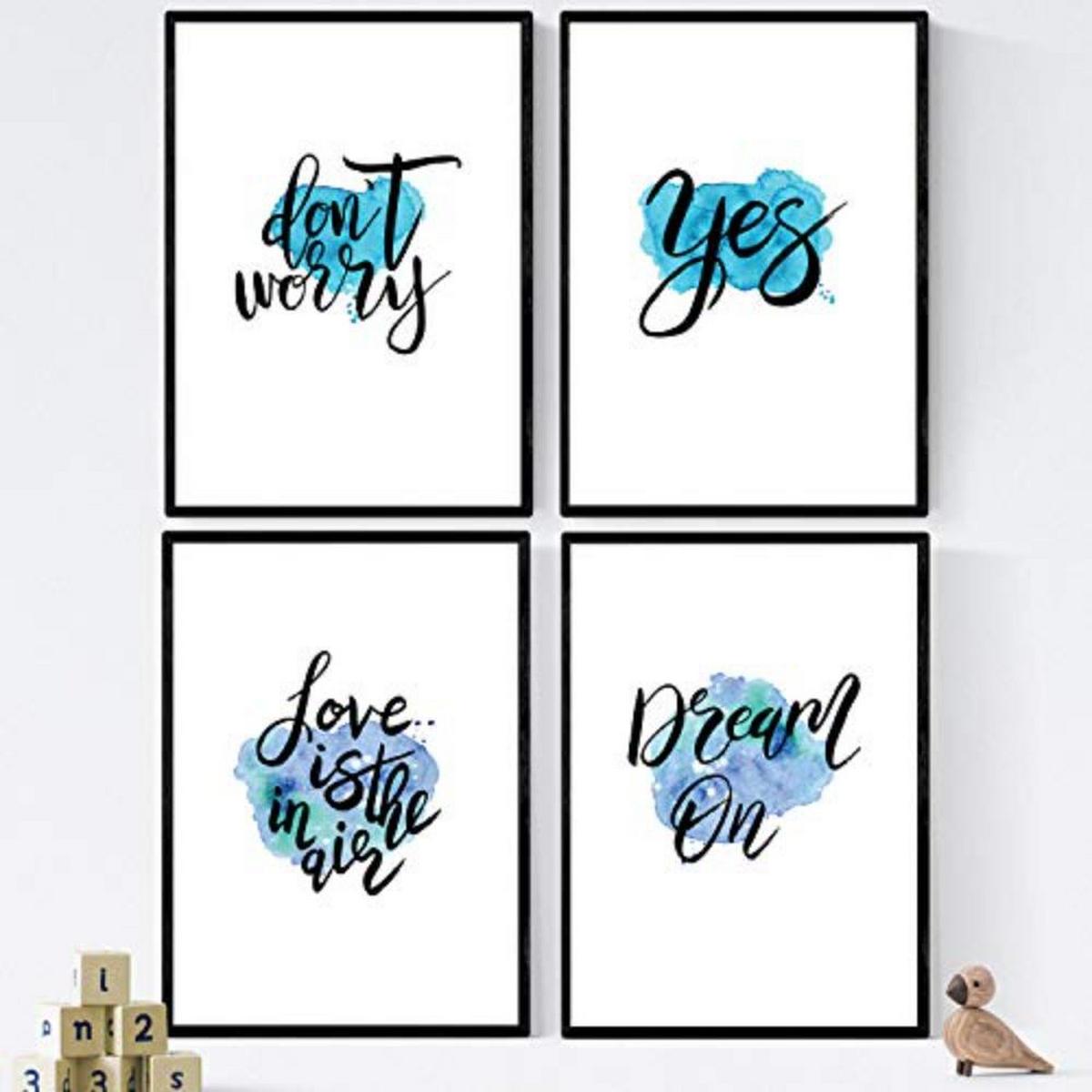 POSTER Set mit 4 glücklich und bunt Love Is In The Air A3 Rahmenlos - Klar, Papier (29.7/3cm) - Nacnic