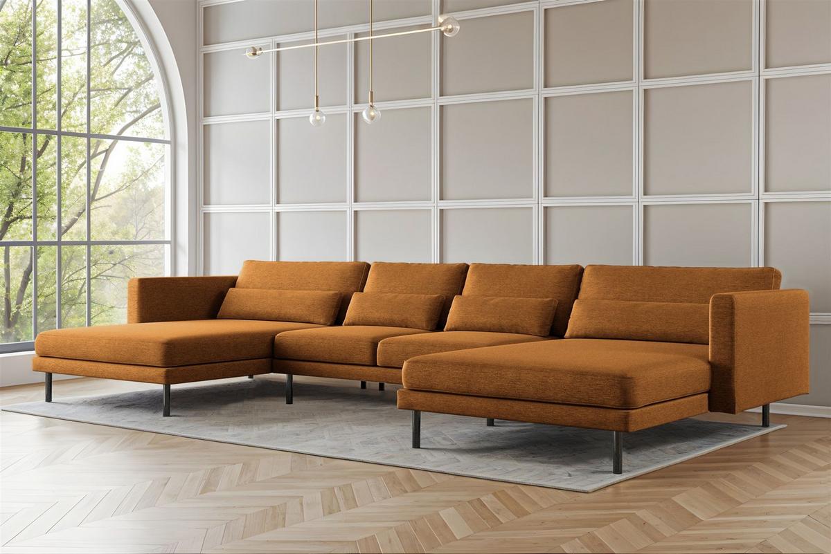 WOHNLANDSCHAFT Agada In Verita - Kupferfarben, Holzwerkstoff/Textil (391/83/174cm) - Fun Möbel