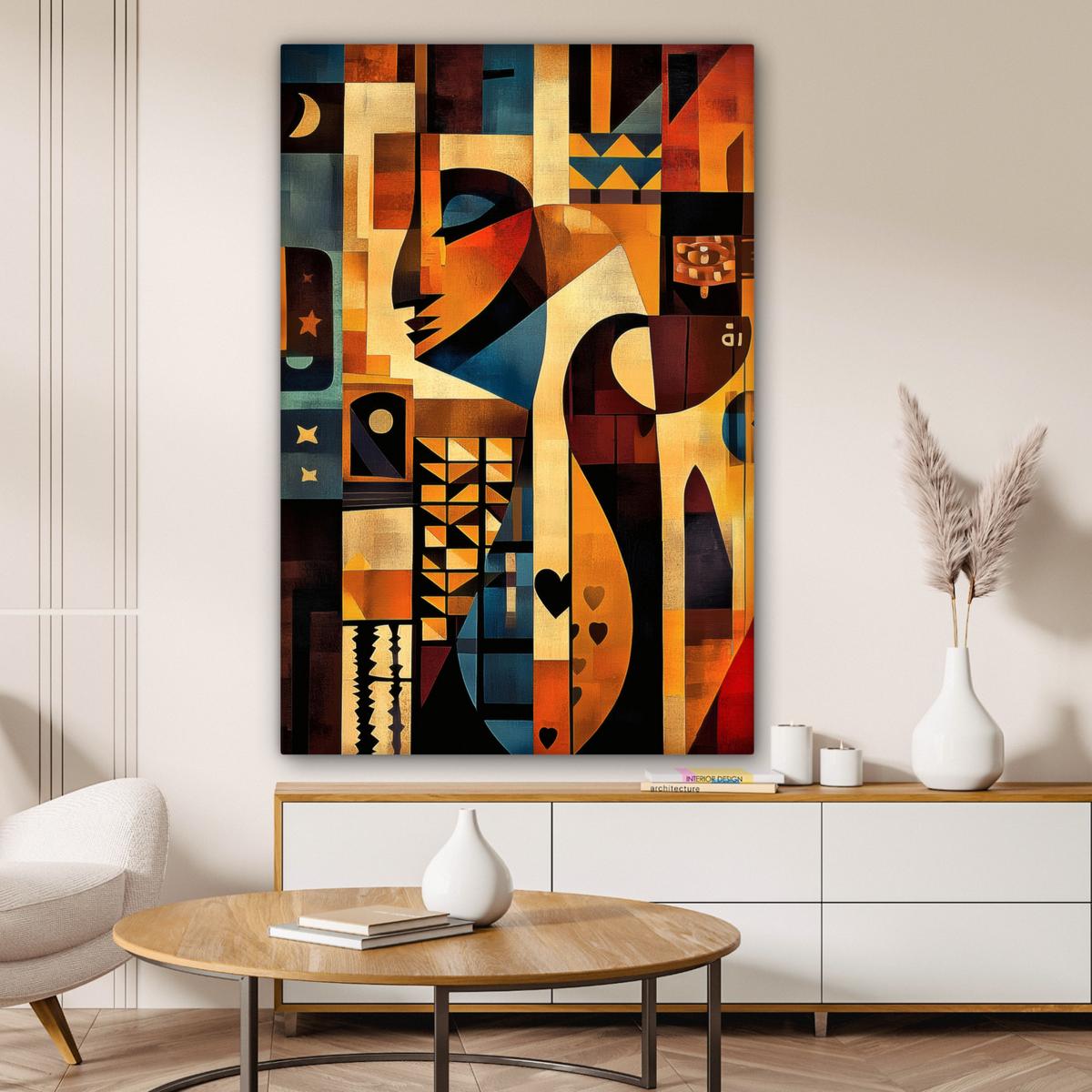 LEINWANDBILD Figuren - Abstrakt - Symbole Deko XXL 80x120 cm - Terracotta, Textil (80/120cm) - MuchoWow