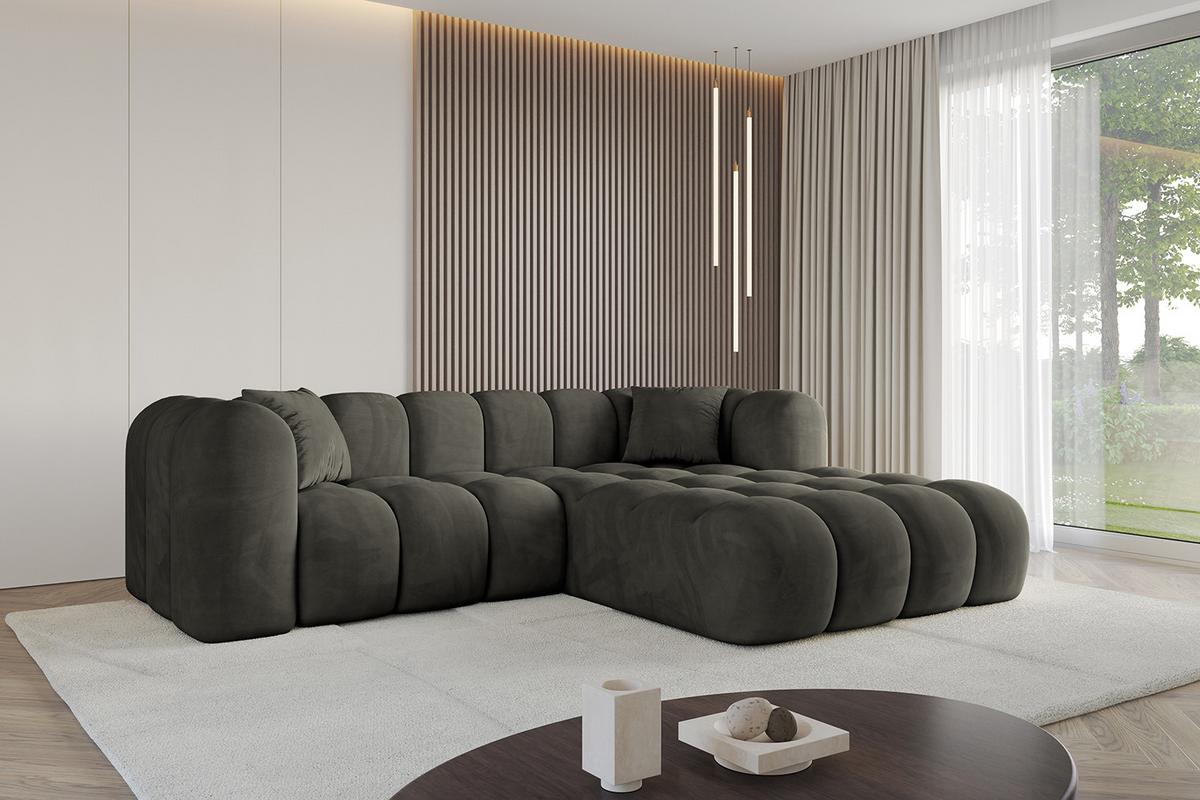 ECKSOFA Ottomane Rechts OLEA-L1 - 231x173x74 cm Schwarz - Schwarz, Holzwerkstoff/Kunststoff (231/173cm) - ALTDECOR