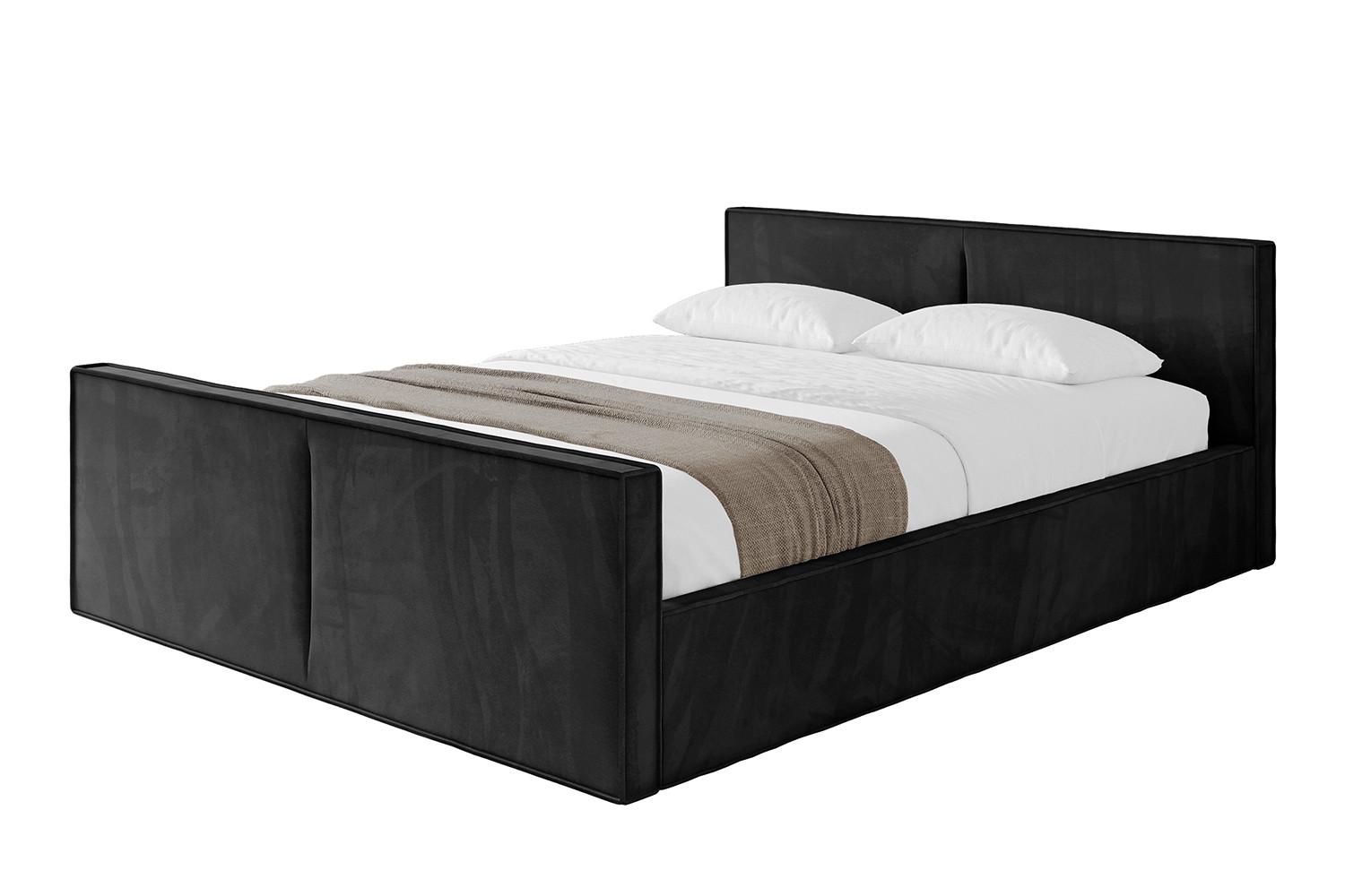 POLSTERBETT mit Bettkasten, Fußteil und Lattenrost, Boxbett mit Matratze H3/H4 - EMMI-Z-V1 180x200 Schwarz - Schwarz, Holzwerkstoff/Textil (180/200cm) - ALTDECOR