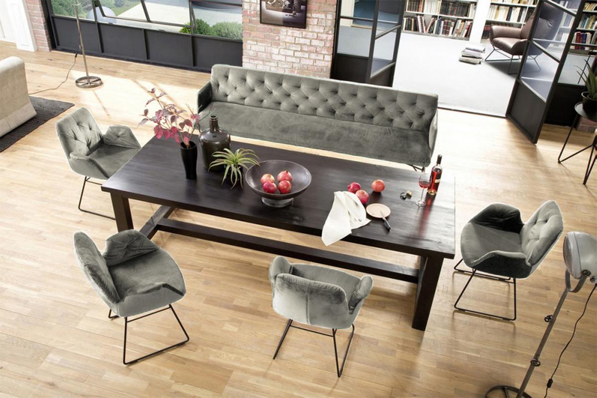 ESSZIMMERBANK CHARME Silber Velvet - Silberfarben, Textil (246/85/68cm) - KAWOLA
