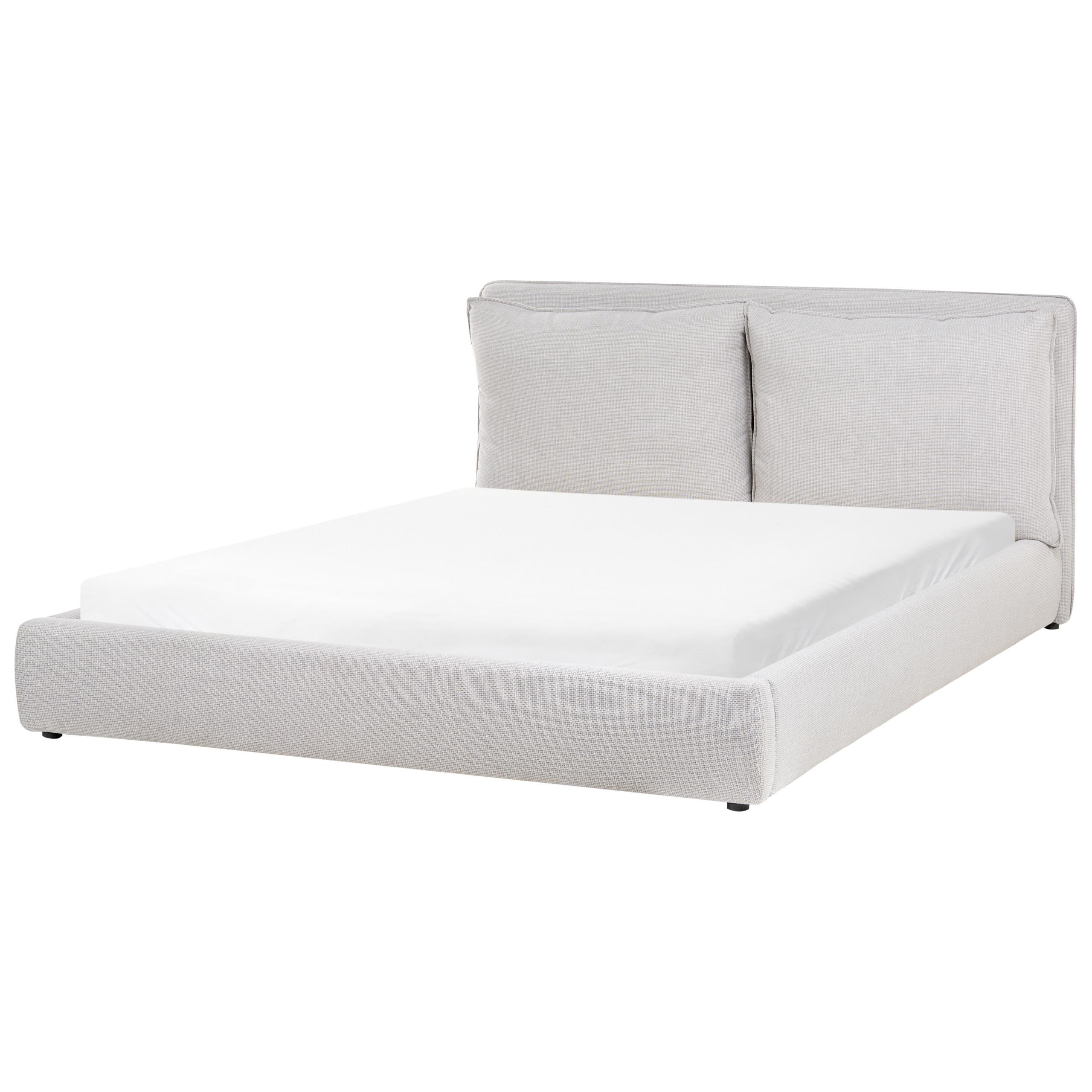 BETT mit Lattenrost 180/200 cm Hellgrau Bajonna - Hellgrau/Schwarz, Textil (180/200cm) - Beliani
